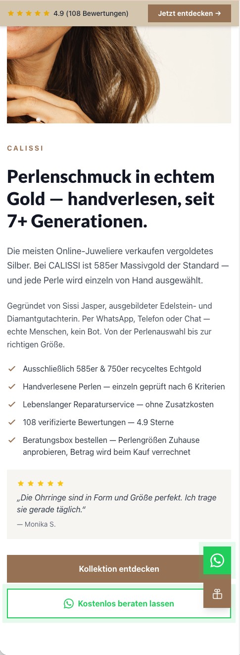 Landingpage zur Kampagne