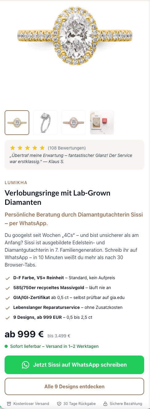Landingpage zur Kampagne
