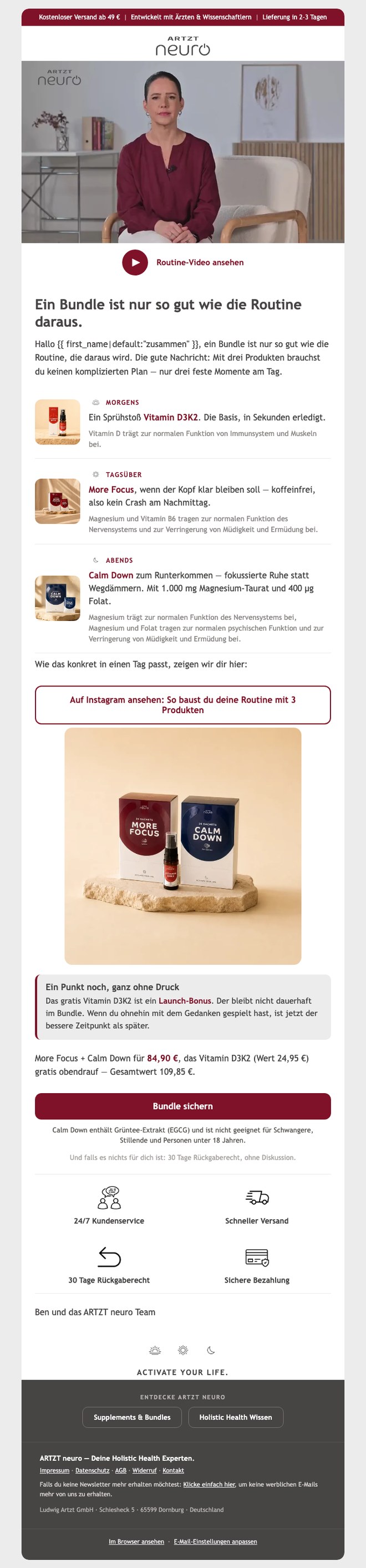 Gerenderte Kampagnen-Mail zur Bundle-Routine
